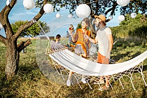 Couple on a party in the garden