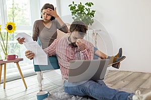 Couple paying bills