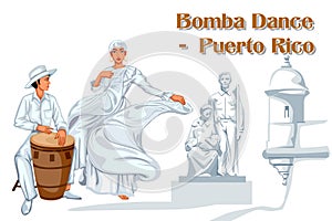 Couple performing Bomba dance of Puerto Rico