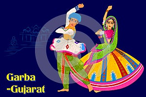 Couple performing Garba folk dance of Gujarat, India