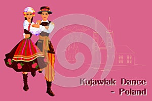 Couple performing Kujawiak dance of Poland