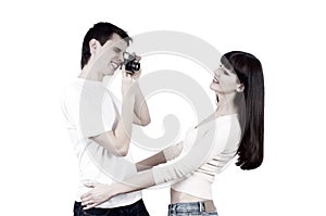 Couple with photo camera