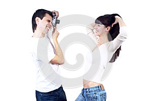 Couple with photo camera