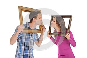 Couple with picture frames.