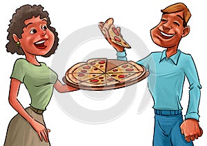 Couple and pizza