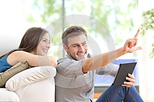 Couple planning decoration at home