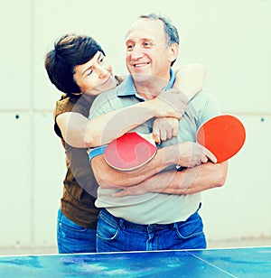 Couple playing with a ball