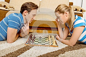 Couple playing chess