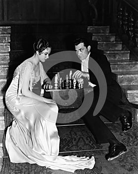 Couple playing chess