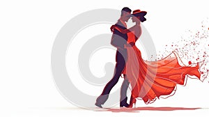 Couple playing flamenco dancers palms. Handsome man and beautiful woman in typical Spanish dance dress