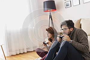 Couple playing games