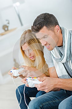 couple playing video game