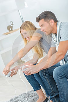 Couple playing video games