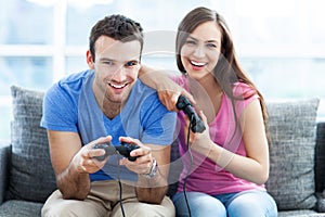 Couple playing video games