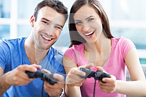 Couple playing video games