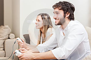 Couple playing video games