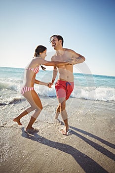 Couple playing in water