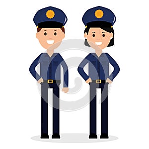 Couple police officers avatars characters