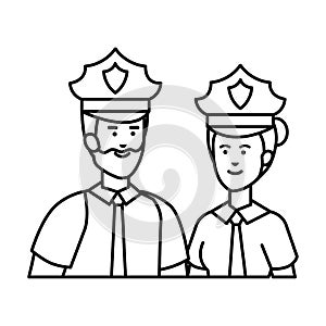 Couple polices officers avatars characters