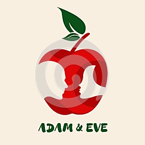Couple portrait in an apple shape logo