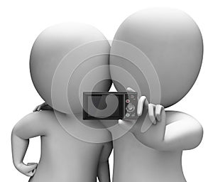 Couple Portrait Photo Shows Camera Self Photo Snapshot