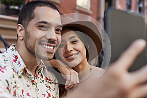 Couple Posing For Selfie On Street In New York City