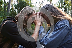 Couple practicing meditation