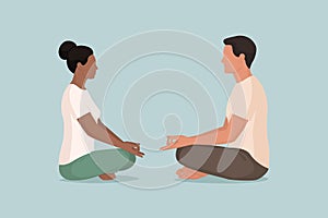 Couple practicing meditation and yoga together