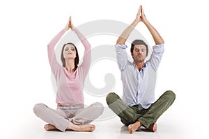 Couple practicing yoga