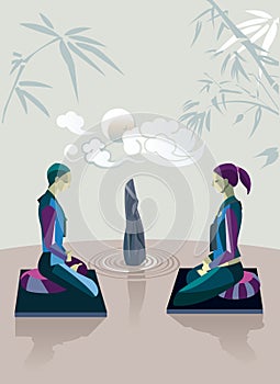 Couple Practicing Zen Meditation photo