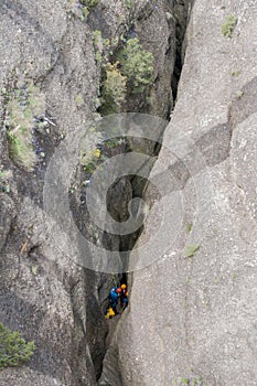 People doing Canyoning en sierra de Guara Spain photo