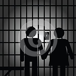 Couple in prision art illustration