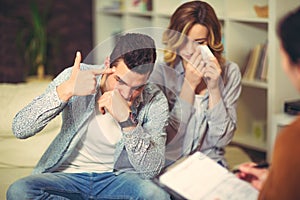 Couple with a problem at psychologist office
