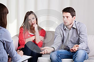 Couple with problems during psychotherapy