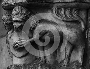 A couple of protecting lions on the cathedralÂ´s column