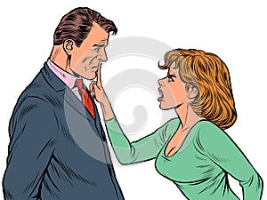 Couple quarreling, woman and man. Husband and wife scandal