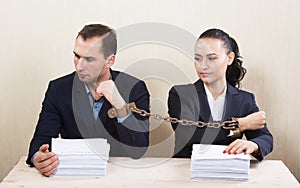 Couple reading a contract