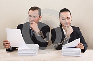 Couple reading a contract