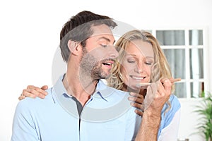 Couple reading a note