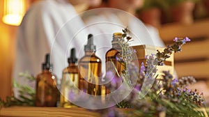 A couple receives a private lesson on the use of natural herbs and essential oils in sauna therapy enhancing the