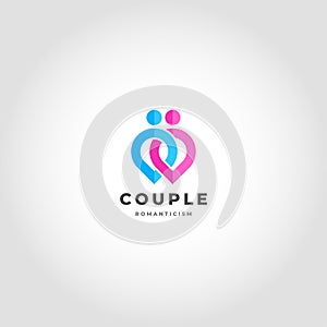 Couple is a relationship logo linked human point concept