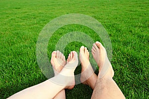 Couple Relax barefoot enjoy nature