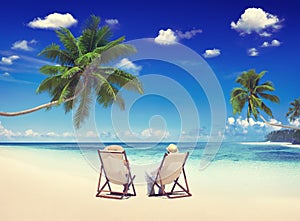 Couple Relaxation Vacation Summer Beach Holiday Concept