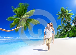 Couple Relaxing Beach Dating Couple Concept
