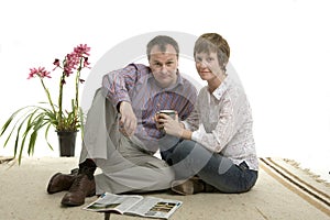 Couple relaxing at home