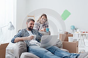 Couple relaxing during home renovation