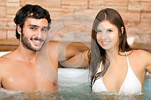 Couple relaxing in a spa