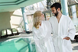 Couple relaxing at wellness spa resort