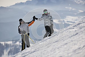 Couple relaxing winter seson