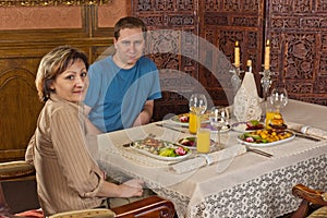 Couple at restaurant